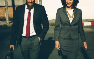 Two colleagues walking